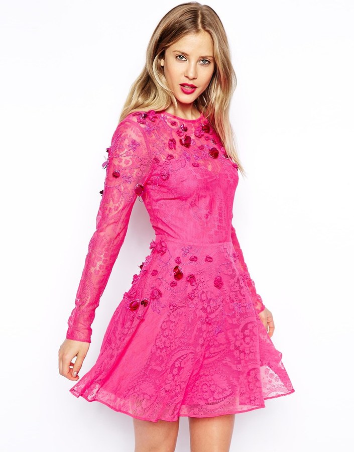pink embellished dress