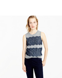 J.Crew Lightweight Wool Jackie Sweater Shell With Lace
