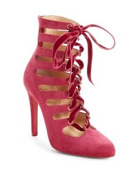 Hot Pink Lace-up Ankle Boots