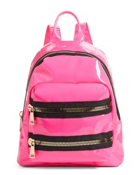Jane & Berry Double Zip Faux Patent Leather Backpack