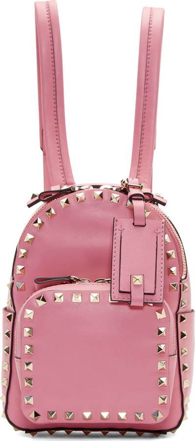 Valentino Pink Leather Rockstud Mini Backpack, $2,175 | SSENSE | Lookastic