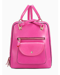 Choies Pink Pocket And Zip Front Backpack