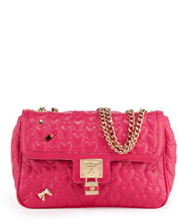Betsey Johnson Be My Baby Quilted Satchel Bag Fuchsia
