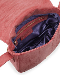 Neiman Marcus Distressed Woven Saddle Bag Rose