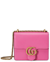 Gucci Gg Marmont Small Leather Shoulder Bag Bright Pink