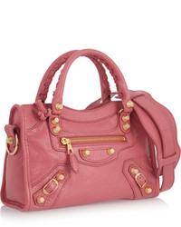 Balenciaga Giant 12 City Mini Textured Leather Shoulder Bag Pink