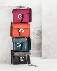 Gucci Interlocking Polished Leather Shoulder Bag Bright Pink