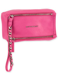 Givenchy Pandora Leather Wristlet Pouch Bag Bright Pink