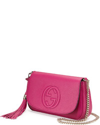 Gucci Small Soho Leather Shoulder Bag Bright Pink