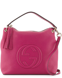 Gucci Soho Large Leather Hobo Bag Bright Pink