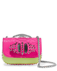 Christian Louboutin Sweet Charity Mini Python And Leather Shoulder Bag Fuchsia