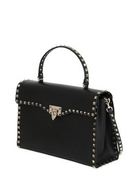 Valentino Rockstud Brushed Leather Top Handle Bag