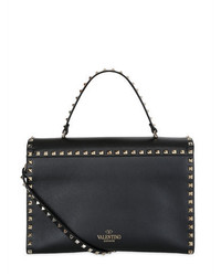 Valentino Rockstud Brushed Leather Top Handle Bag