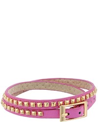 GUESS Double Wrap Faux Leather With Pyramid Studs Bracelet