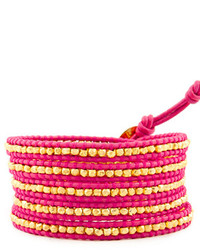 Chan Luu Gold Wrap Bracelet On Pink Leather
