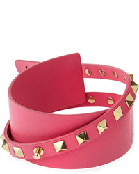 Valentino Rockstud Leather Wrap Bracelet Pink