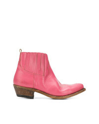 Hot Pink Leather Chelsea Boots