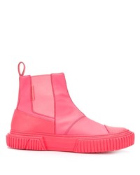 Hot Pink Leather Chelsea Boots