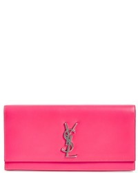 Hot Pink Leather Clutch