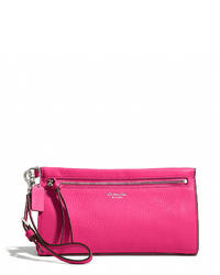 Coach Bleecker Large Wristlet In Pebbled Leather