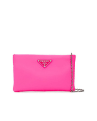 Prada Fluorescent Pink Clutch Bag With Chain