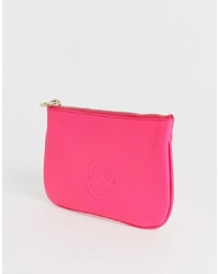 Hill & Friends Hill And Friends Happy Mini Leather Pouch In Pink