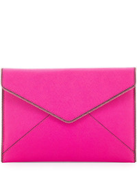 Rebecca Minkoff Leo Saffiano Envelope Clutch Bag Flamingo