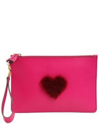 Anya Hindmarch Mini Shearling Heart Leather Pouch
