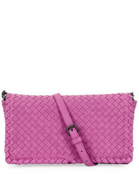 Bottega Veneta Small Woven Leather Clutch Bag Pink