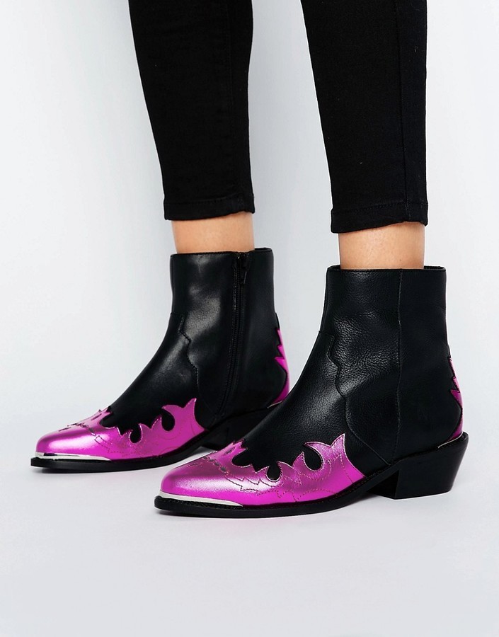 leather western ankle boots
