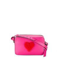 Anya Hindmarch Mini Pink Leather Fur Heart Bag