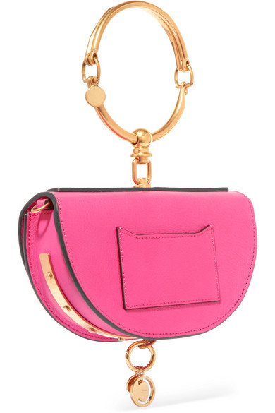 Chloe Pink Smooth & Suede Calf Skin Leather 'Nile Medium' Bracelet Shoulder  Bag