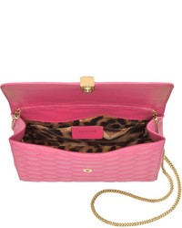 Roberto Cavalli Orchid Pink Quilted Leather Crossbody Wchain Strap