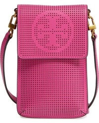 Tory Burch Perforated Leather Smartphone Crossbody Bag Black