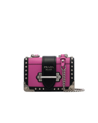 Prada Pink And Black Cahier Leather Shoulder Bag