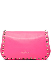 Valentino Rockstud Crossbody Bag In Fluo Pink