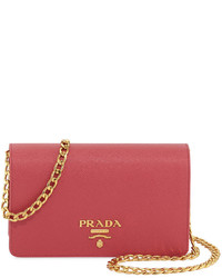 Prada Saffiano Lux Crossbody Bag Pink