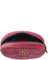 Gucci Pink Velvet Gg Marmont Matelass Belt Bag