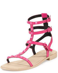 Hot Pink Leather Gladiator Sandals