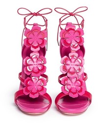 Alexander McQueen Blossom Appliqu Leather Sandals