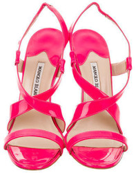 Manolo Blahnik Patent Leather Crossover Sandals