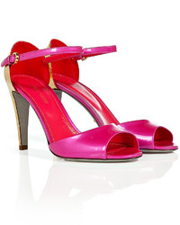 Sergio Rossi Pinkgold Patent Leather Open Toe Sandals