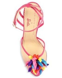 Charlotte Olympia Pomeline Barbie Shoe Mesh Patent Leather Platform Sandals