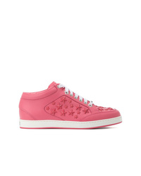 Hot Pink Leather High Top Sneakers