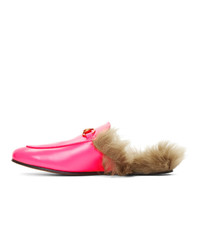 Gucci Pink Fluorescent Princetown Loafers