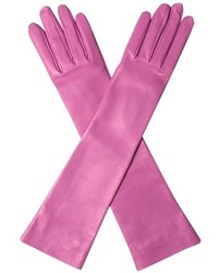 Hot Pink Leather Long Gloves