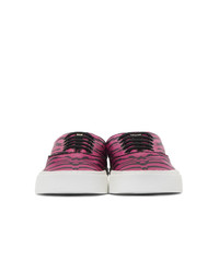 Saint Laurent Black And Pink Zebra Print Venice Sneakers