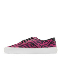 Saint Laurent Black And Pink Zebra Print Venice Sneakers