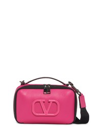 Hot Pink Leather Messenger Bag