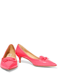 Valentino Bow Embellished Neon Patent Leather Pumps